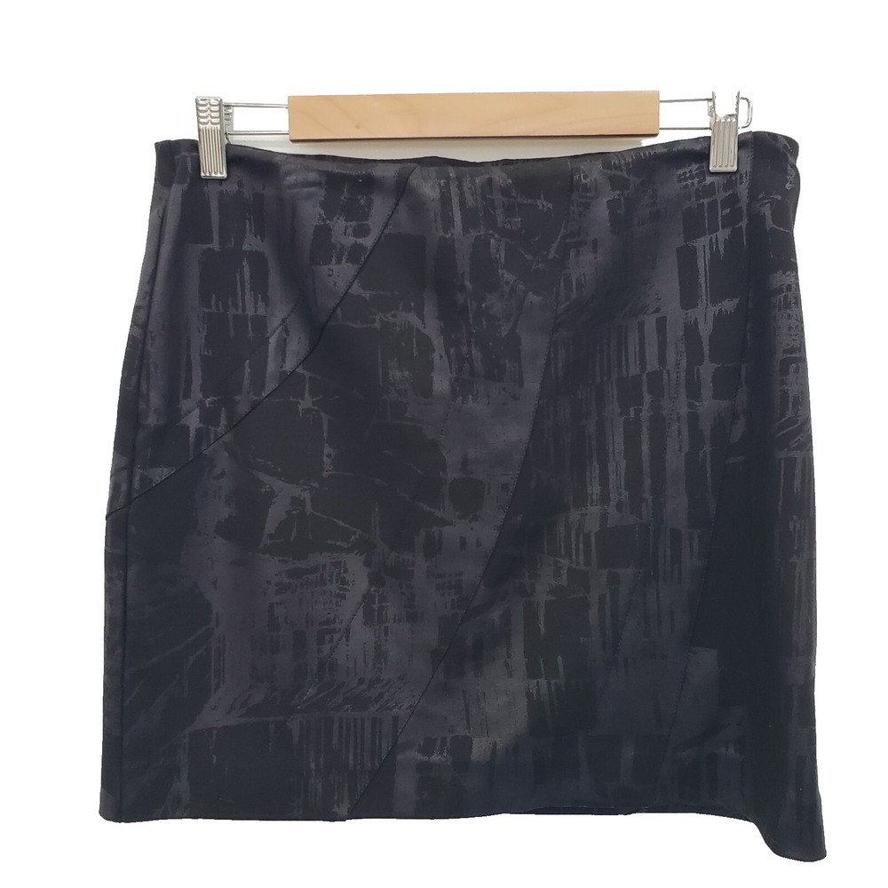 Simply Vera Vera Wang Black Abstract Elastic Waist Mini Pencil Skirt Size M